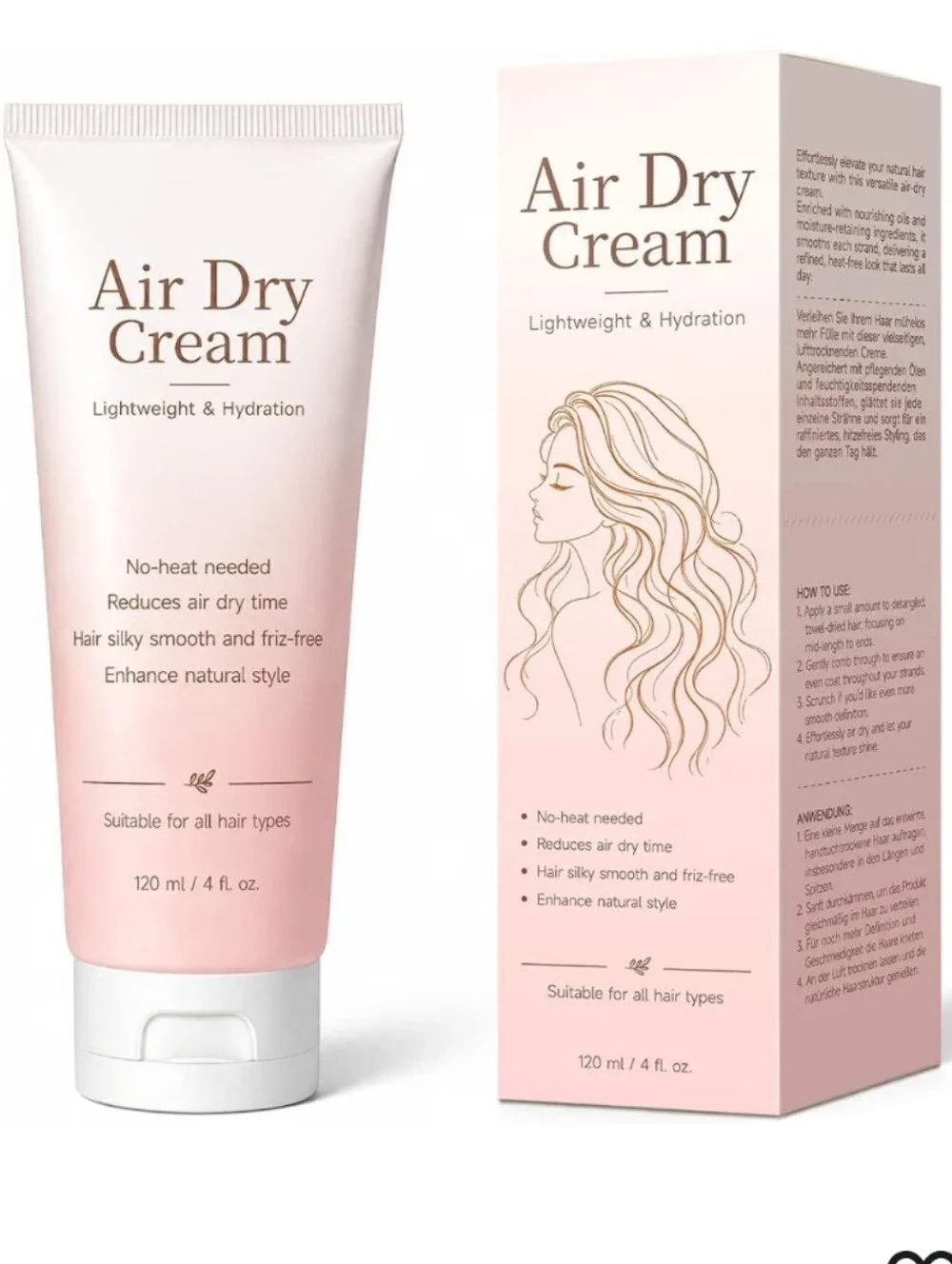 Air Dry Cream for Straight & Fine Hair, Leave In Styling Cream